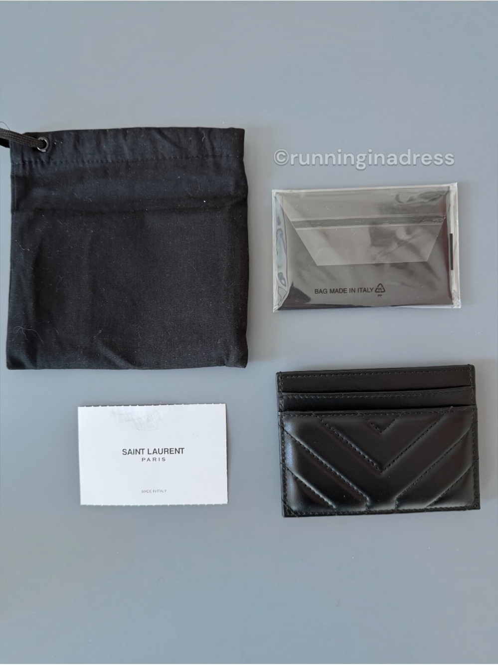 Saint Laurent YSL Joan Quilted Leather Card Case Holder Wallet Black Gold Stamp - Picture 3 of 9